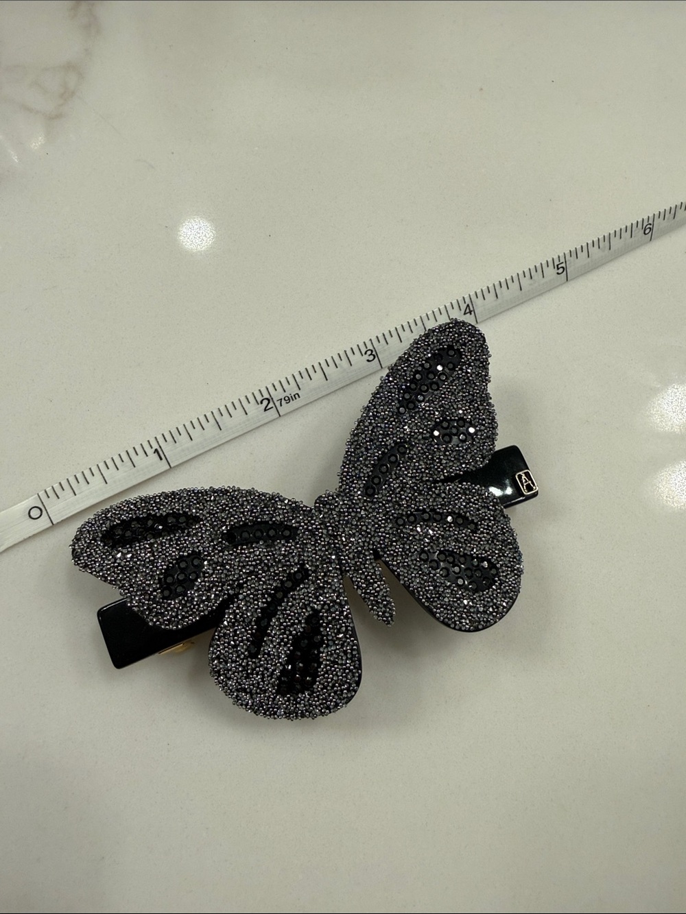 Crystal Butterfly Hair Clip - Black